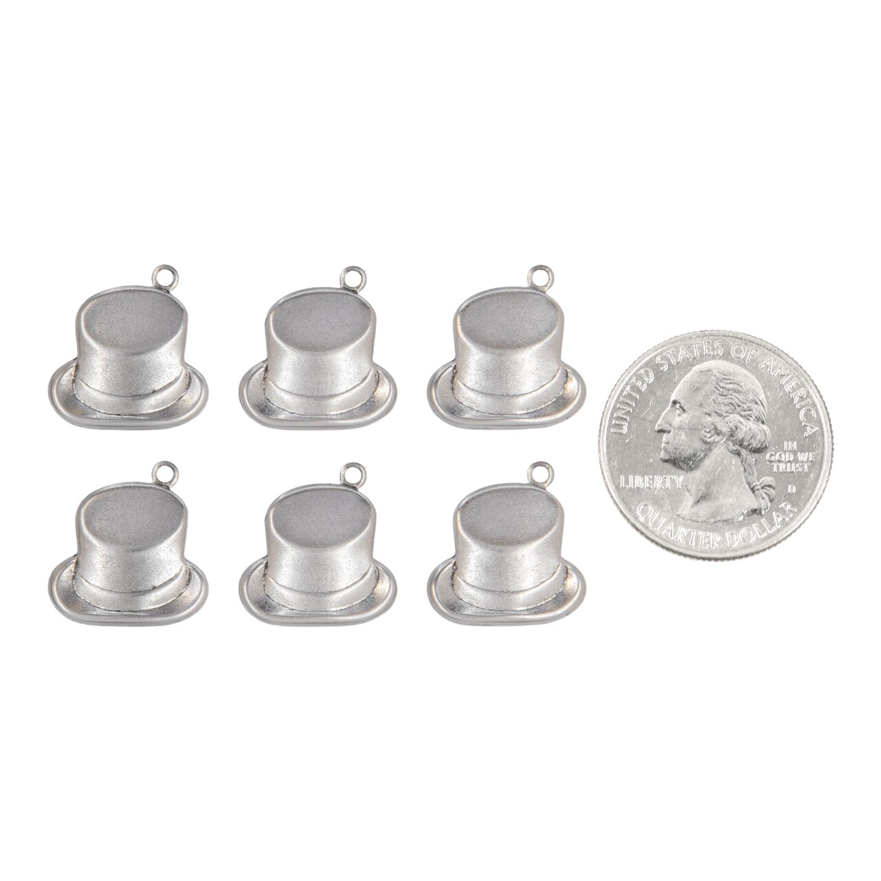 Top Hat Charms Pewter Plated Brass - Set of Six - XXX - P-C143